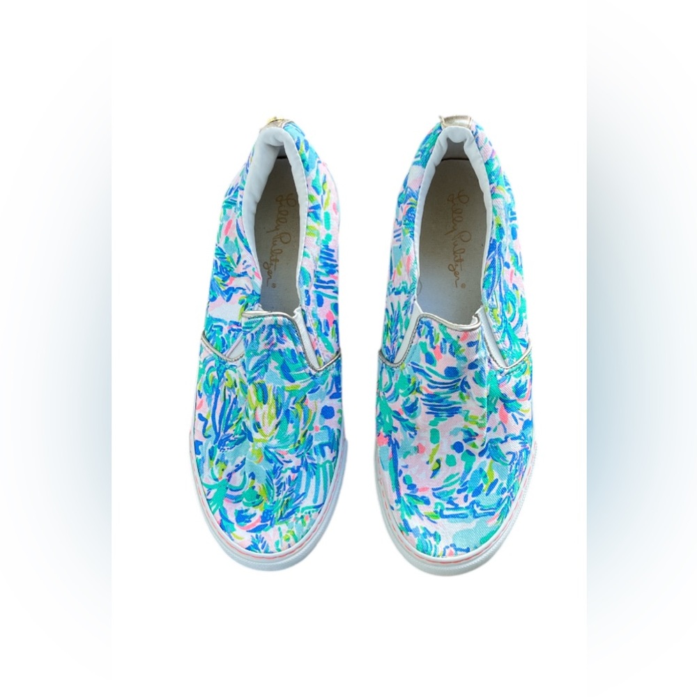 Lily Pulitzer Slip on Canvas Sneakers Tropical Print Size 7.5